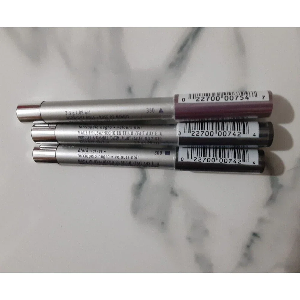A lot OF 3 Cover Girl Eye Slicks Gel- 2 BLACK VELVET, 1 MIDNIGHT ROSE .08oz